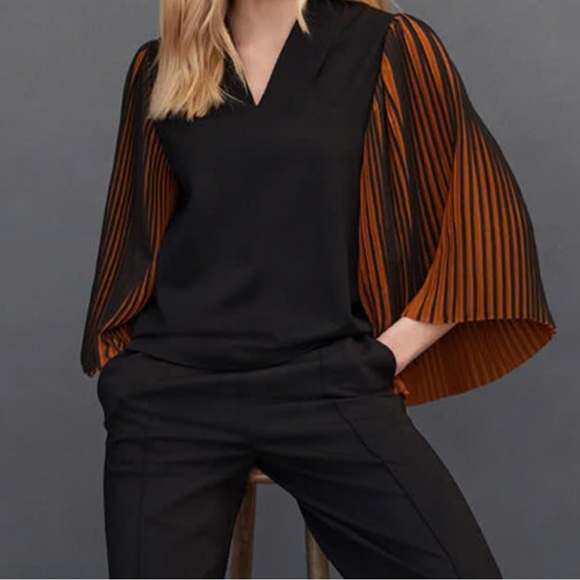 Masai Tops - Masai Women’s Black & Brown/Copper Birgitte Jersey Top, size large